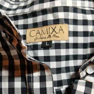 CAMIXA by Celina Di Pisa Black & White Gingham Button Up Shirt Like New